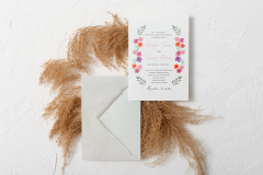 boda-invitacion-personalizada-acuarela-ilustracion-flores-alegres-colores-vivos-rosa
